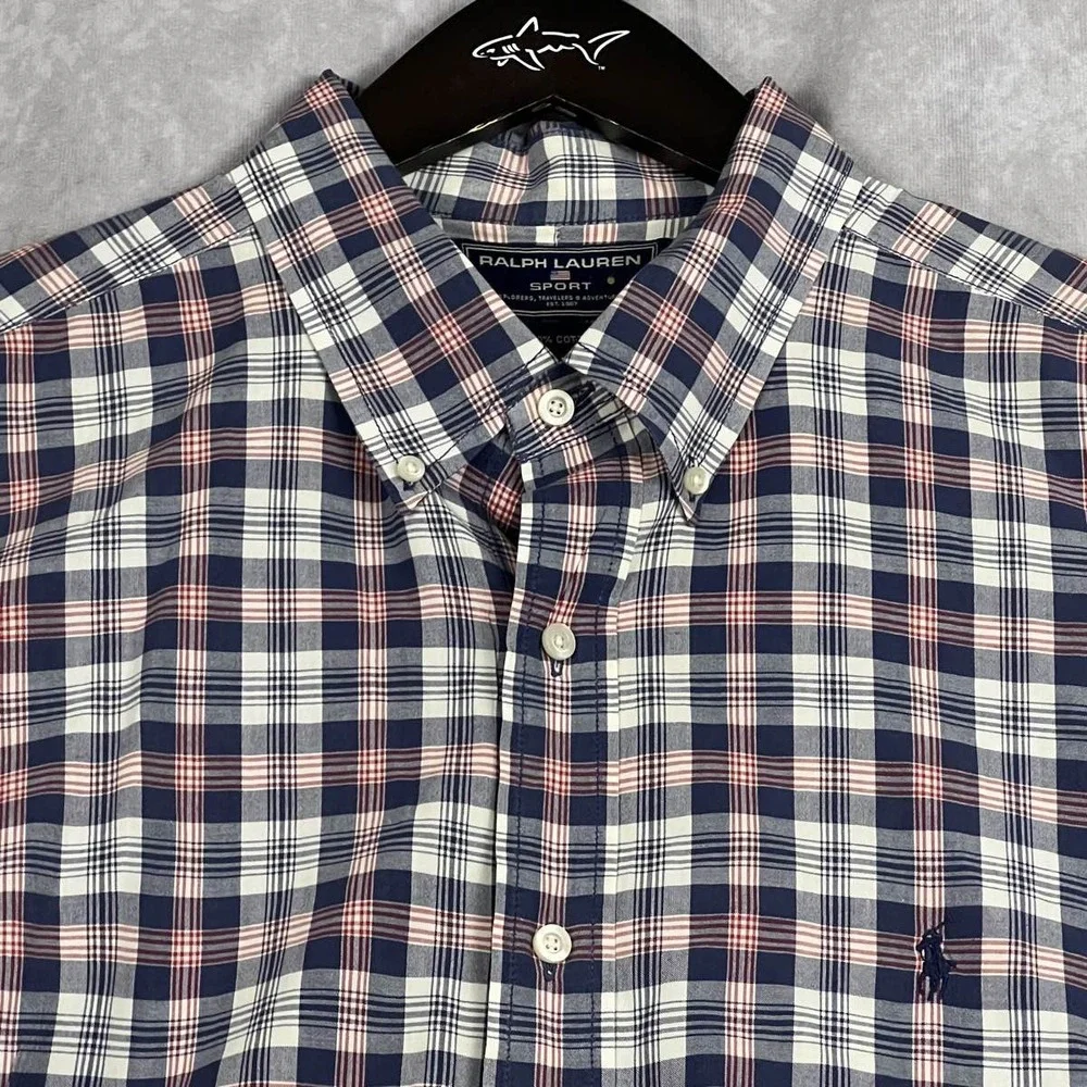 Polo Ralph Lauren Sport Flannel Button Down Shirt Plaid‎ 100% Cotton